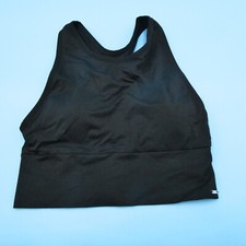 Victorias Secret Sports Bra Medium Black Ribbed Pullover Seamless Lightly Lined