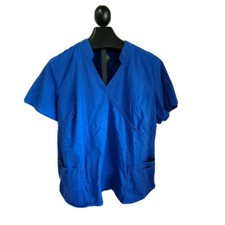 Healing Hands Women  s 3X Solid Blue Scrub Top