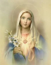 MADONNA DEL SACRO CUORE STAMPA 20 X 25 MITICA  STOCK COLOSSALE OFFERTA