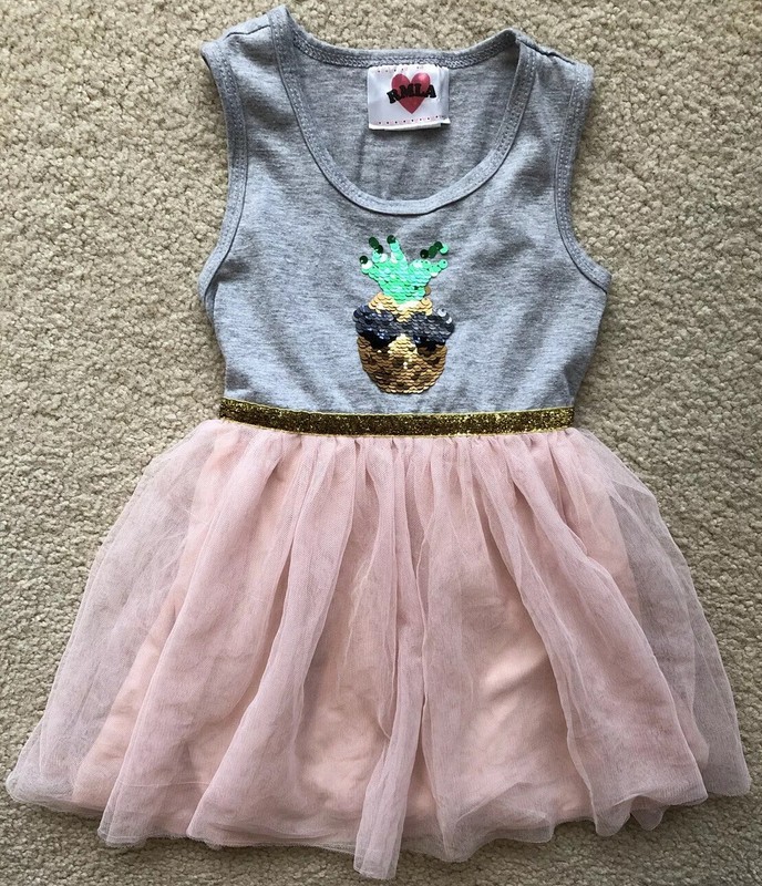 RMLA Size 5 Girls Sleeveless Sequin Pineapple Gray/Pink/Gold Tulle Tutu Dress