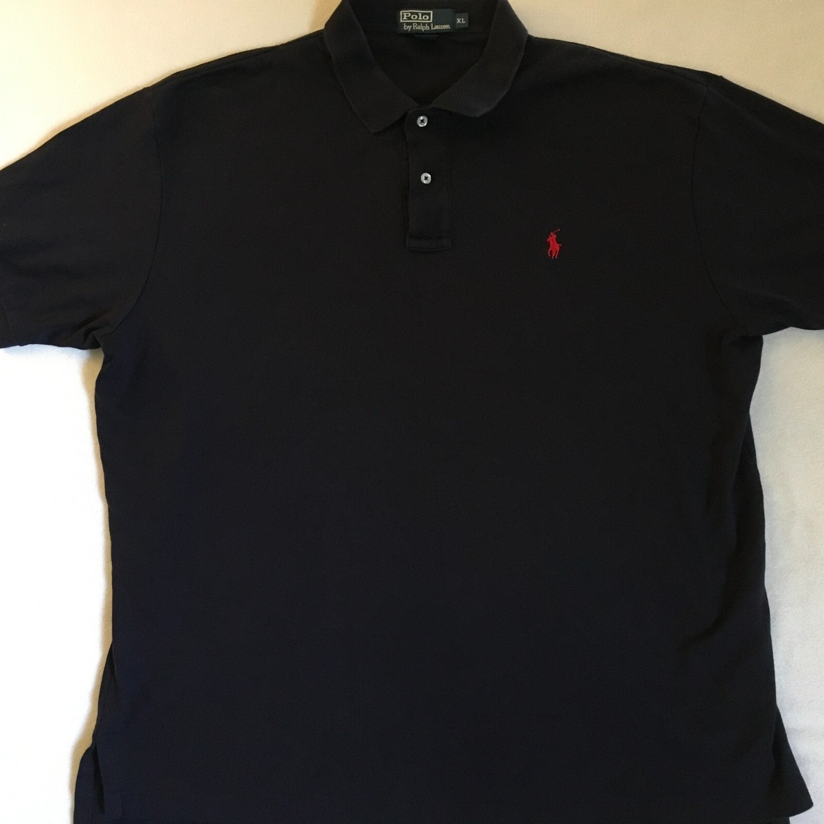 Polo Ralph Lauren Men's Dark Blue Red Logo S/S Polo Shirt Size XL