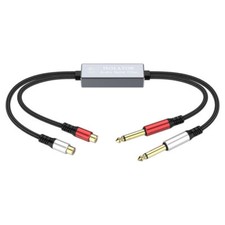 Adattatore Audio Doppio 6,35mm a 2 RCA Femmina Ground Loop Isolatore Eliminatore Hum