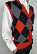 Ballantyne Gilet Lux 100% Cashmere Maglione  L Made in  Scotland  Sweater rosso