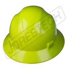 HI-VIS LIME HARD HAT FULL BRIM JORESTECH 4 POINT RATCHET SUSPENSION CONSTRUCTION