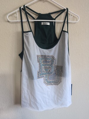 Baylor Bears Women Spaghetti Tank Top Nukini White Mesh XL