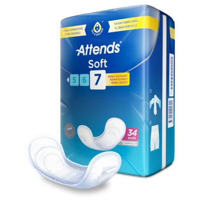 Attends Soft 7 Einlagen, diskret & saugfähig, 34er Pack, Inkontinenzgrad: stark