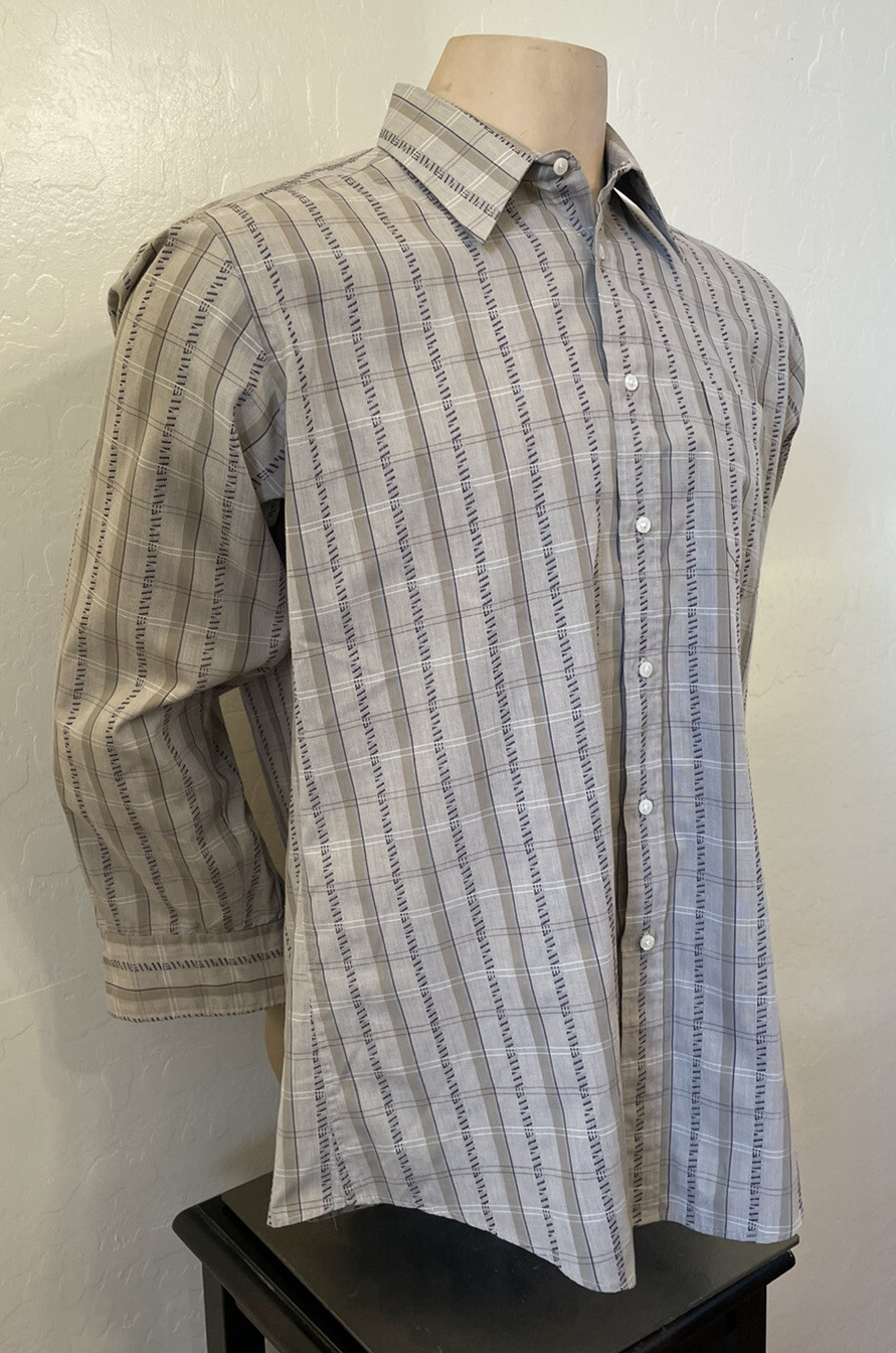 Camicia vintage YSL Yves Saint Laurent a maniche lunghe abbottonate taglia 16 32 33 marrone da uomo