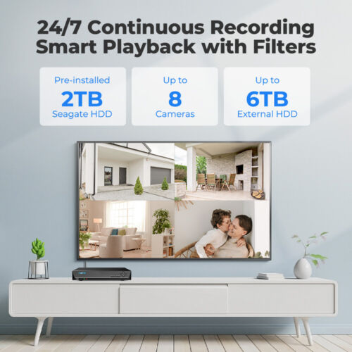 Reolink 4K Überwachungskamera Set 8CH 2TB HDD NVR für 24/7 Aufzeichnungen H.265 - Bild 7 von 12