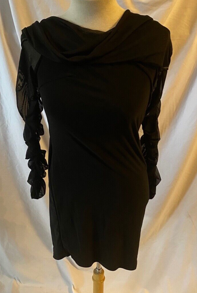 New! Club London US 8 Long Sleeve Mini Dress Black Elegant Classic Form