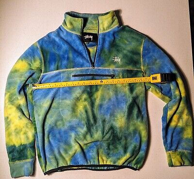 Stüssy - Tie-Dyed Fleece Half-Zip Sweatshirt - Green/Blue Stüssy - Tie-Dyed Fleece Half-Zip Sweatshirt - Green/Blue