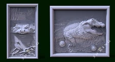 2 Pcs 3D STL Models 5CROCODILE & ALLIGATOR for CNC Router Printer Engrav Aspire