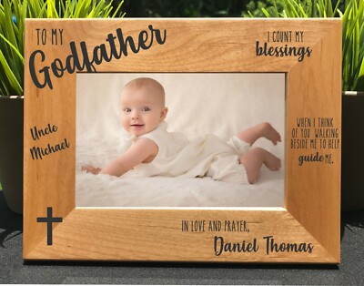 Engraved Godparent Wood Picture Frame