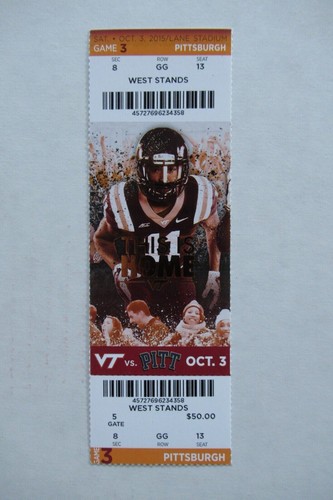 Virginia Tech Hokies Vs Pittsburgh Panthers 10 13 15 Full Ticket Ebay Virginia Tech Hokies Vs Pittsburgh Panthers 10 13 15 Full Ticket Ebay