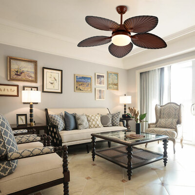 52'' Tropical Ceiling Fan Light Retractable Chandelier 3 Speed Adjust & Remote 
