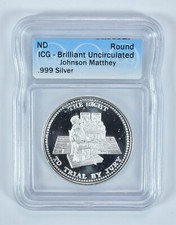 (ND) Silver Art Round 1 Oz Right To Trial By Jury Johnson Matthey BU ICG 84.95 per troy oz