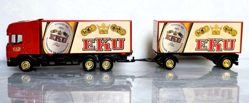 EKU Pils Grell Minitruck Werbetruck Sammeltruck Scania 124L+Anhänger + Stapler - Bild 5 von 11