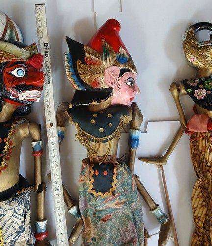 Vintage Indonesien Wayang Golek Stabpuppen - 3 Stück - Vater Mutter Tochter 65cm - Bild 7 von 11