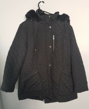 Womens Vince Camuto Faux Fur Trim Hooded Quilted Coat Size Xl