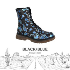 Cipriata Ladies Floral Boots Lace-Up Combat Vintage Festival Womens Shoes Girls