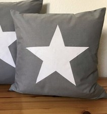 1x Landhausstil Kissenhülle, Kissenbezug, Dekokissen, Stern grau/weiß 50x50cm.