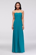 Davids Bridal Bridesmaid dress F15555 Oasis Long chiffon gown strapless 14 NWT