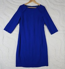 Hobbs Royal Blue Shift Dress 3/4 Sleeve Midi Occasion Estimated Size UK 12