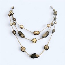 Gold Tone Multi-Strand Layered Beaded Necklac...