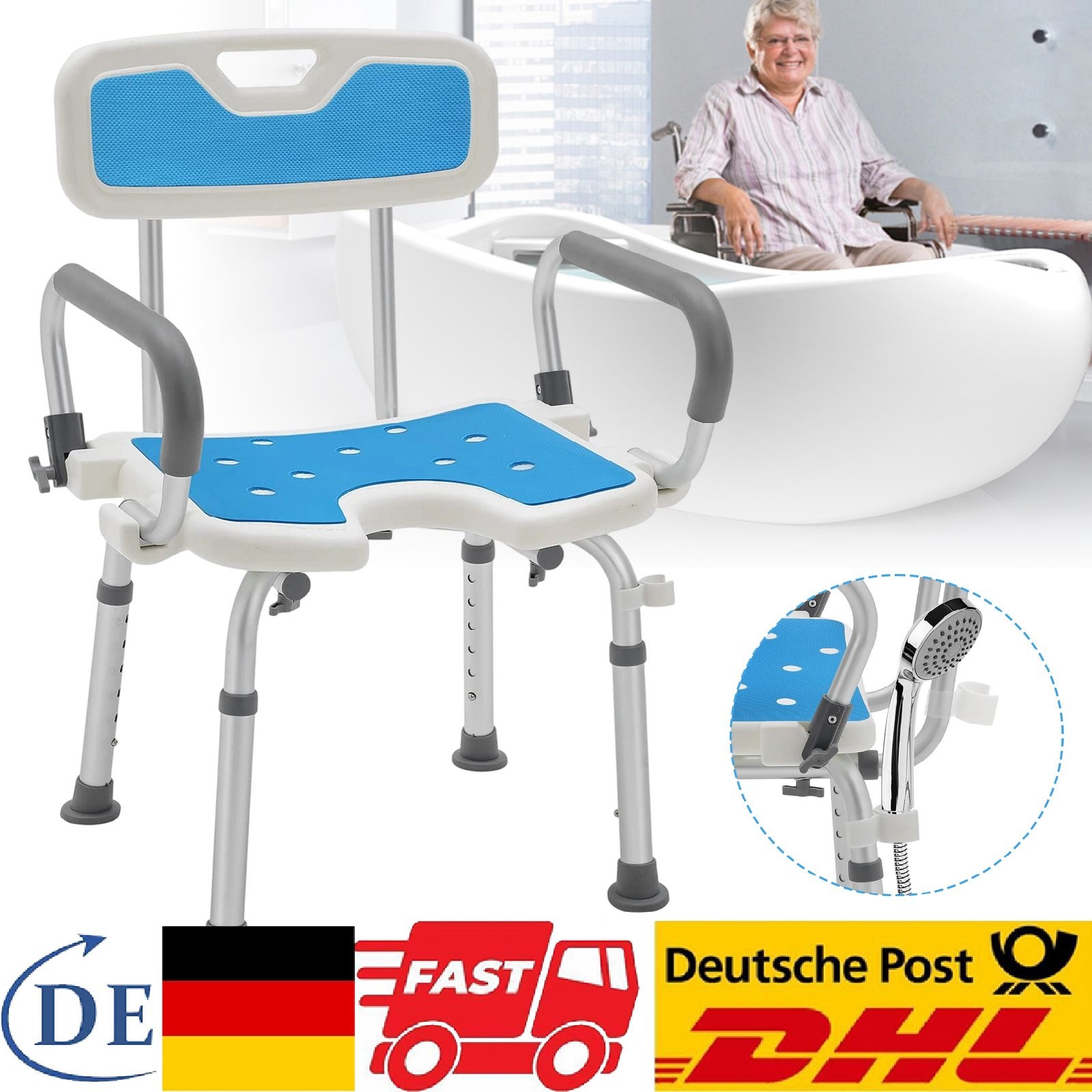 Badestuhl Badhocker Duschhocker Duschstuhl Duschhilfe Duschsitz Bad 150kg - Image 40