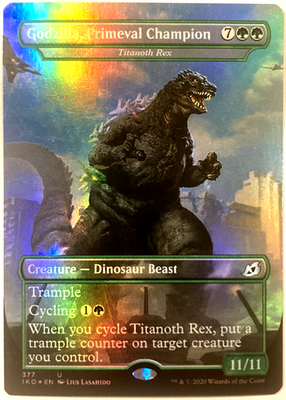 acgカード　　legend of  PTR⭐︎241 MTG Godzilla, Primeval Champion - Titanoth Rex (Foil) Ikoria 377
