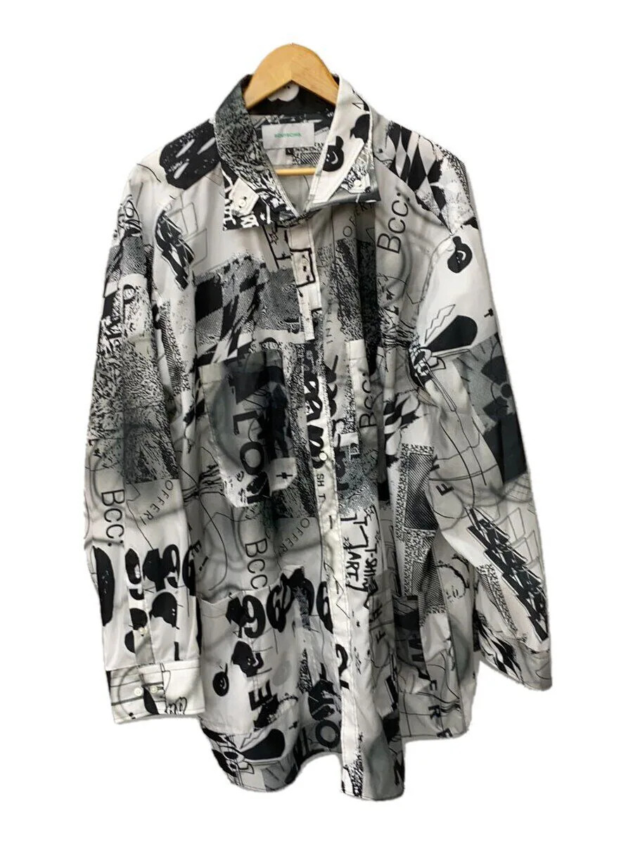 bodysong. Long Sleeve Shirt, Size L, Polyester, Gray, All-Over Print, BS240104