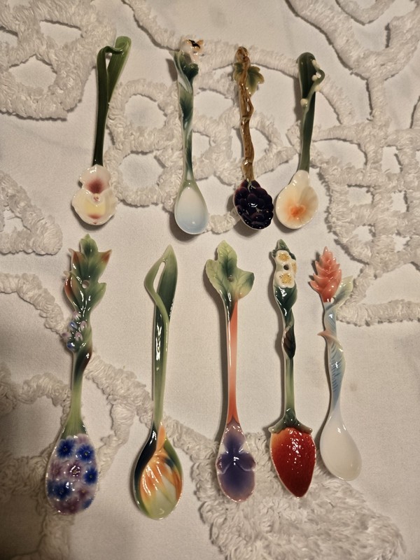 Franz Porcelain Mixed Lot Of Spoons  Set of 9 Great Collection Great Condition 