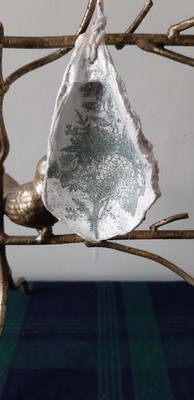 3er Set Decoupaged Austernschalen.  Christbaumschmuck