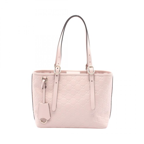 GUCCI GG Emblem Guccissima Tote Shoulder Handbag 847456 leather Pink Used Women