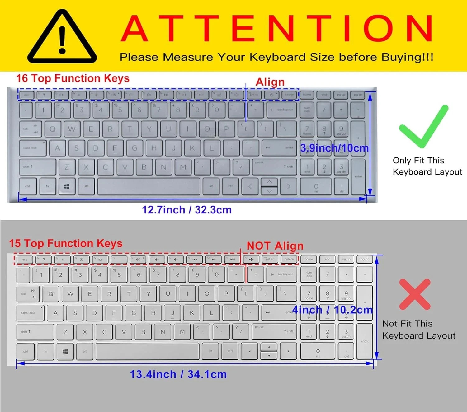 Large Print Keyboard Cover Skin for 2026 2025 HP 15.6 inch Laptop15-fc 15-fd Ser