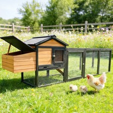 Large Wooden Chicken Coop Outdoor Hen House with Nesting Box and Run