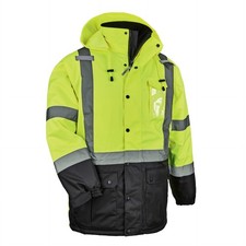 Ergodyne mens Class 3 Hi Vis Thermal Parka Quilted, Lime, XX-Large, Lime