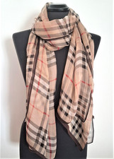 Seidenschal 1, 100%, federleicht; braun-kariert; 70x180 cm; neu; TopQualität!