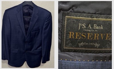 Jos A Bank Reserve  E. Thomas  Micro Check 38S Wool And Cashmere 2-Button Blazer