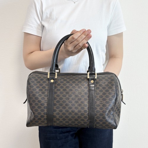 CELINE Black Macadam Triomphe Boston Bag Handbag