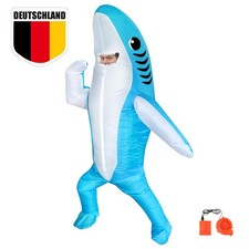 Selbstaufblasbares Unisex Kostüm Hai aufblasbar BlowUp Fasching Karneval 190CM