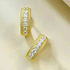 2 Ct Round Cut White Moissanite Women's Hoop Earrings 14K Yellow Gold Plated