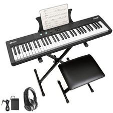 61-Key Semi-Weighted Portable Keyboard Piano w/Stand, Pedal, Headphones