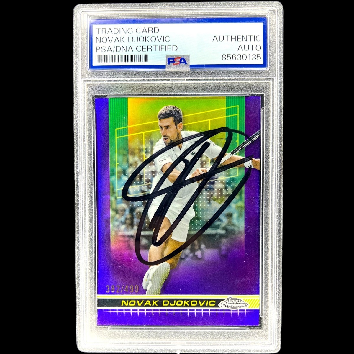 NOVAK DJOKOVIC SIGNED 2024 TOPPS CHROME PURPLE REFRACTOR #1 AUTO