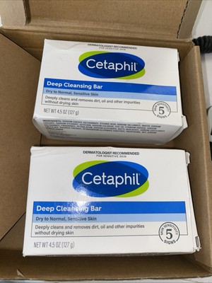 2 Pack ~ Cetaphil Gentle Cleansing Bar for Dry, Sensitive Skin 4.5 oz