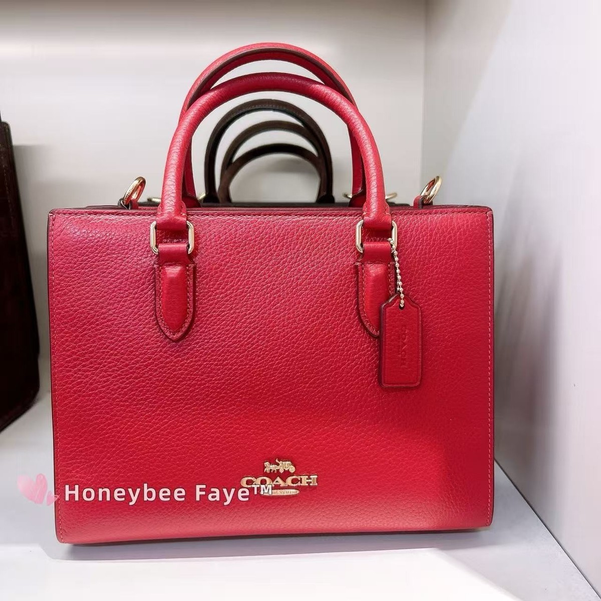 NWT Coach Maggie Small Tote Bag CY668 Gold/True Red | eBay
