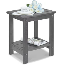 Outdoor Side Table, HIPS Adirondack Small Double Layer Table, Waterproof Squa...