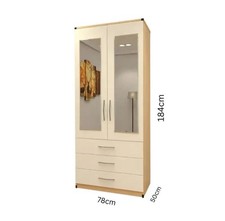 Fully Assembled Wardrobe Set - 2 Door Wardrobe with Chest Drawer and Bedside