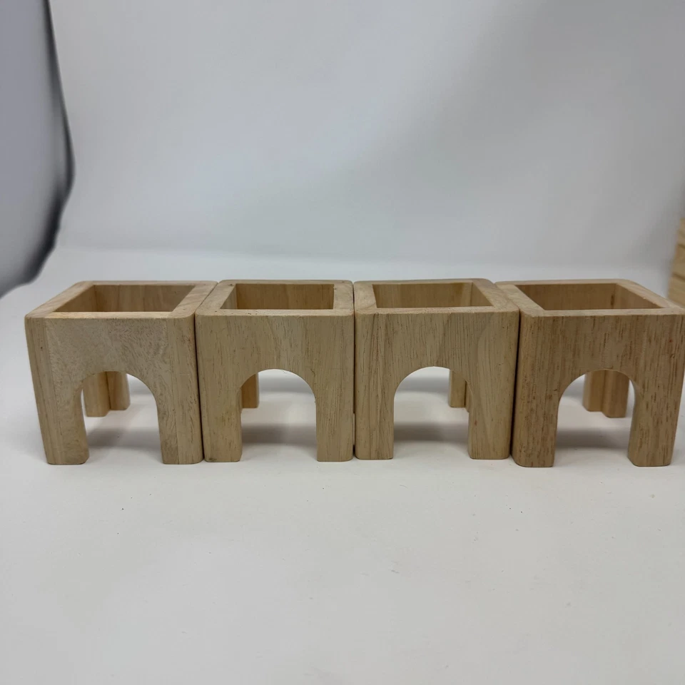 Plan Toys Vintage Hollow Castle Building Blocks Natural & Red Set of 29 NO BOX - Image 2 of 4