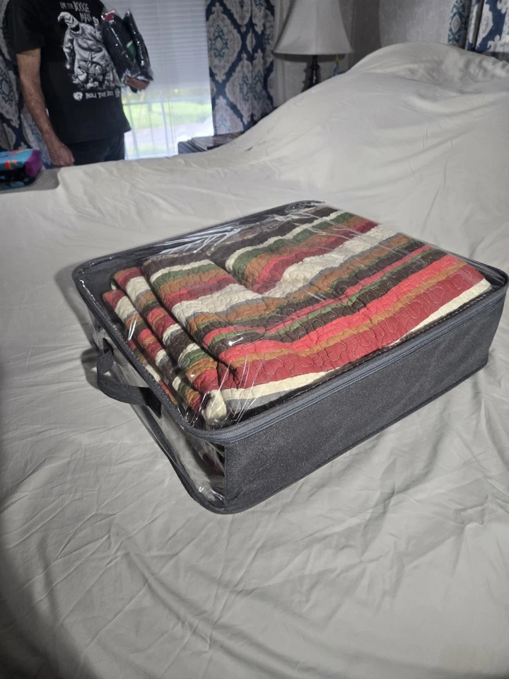 Paisley/Stripe Quilt Size King Multi-color Bedding Reversible 110" x 92" - Image 4 of 4