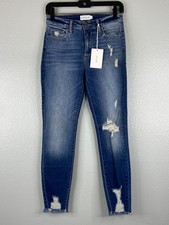 Cello Women Size 3 Cropped Denim Jeans Mid Rise Skinny Distressed NWT